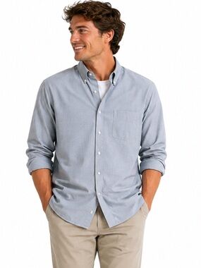 L.L.Bean Casual Dress Shirt Mens 17.5 Long Sleeve Cotton Wrinkle Free Business